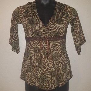 Women's earth tone V-neck blouse